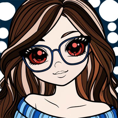 girl with beautiful eyes, hair, and glasses