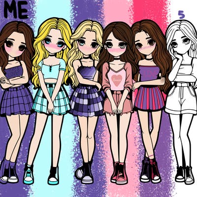 a group of girls realistic