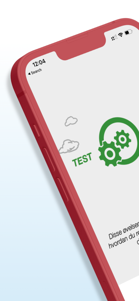 SMART - verktøykasse fra RVTS - SMART-App-Testbildschirm mit grünen Zahnradsymbolen für Stressmanagement-Übungen.