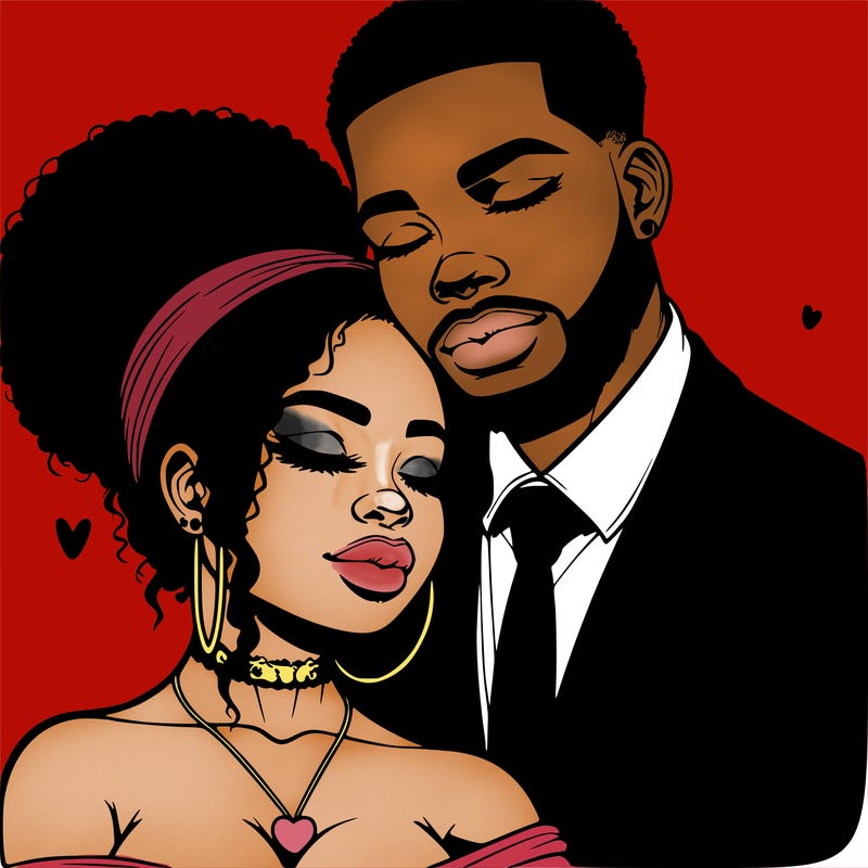 realistic love couple african-american