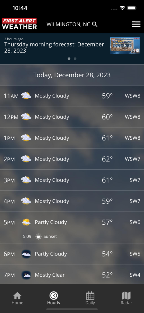 WECT 6 First Alert Weather - WECT 6 First Alert Weatherアプリのノースカロライナ州ウィルミントンの時間ごとの天気予報