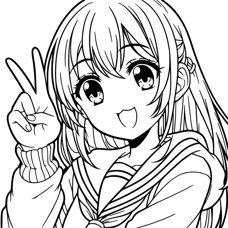 anime girl doing peace sign