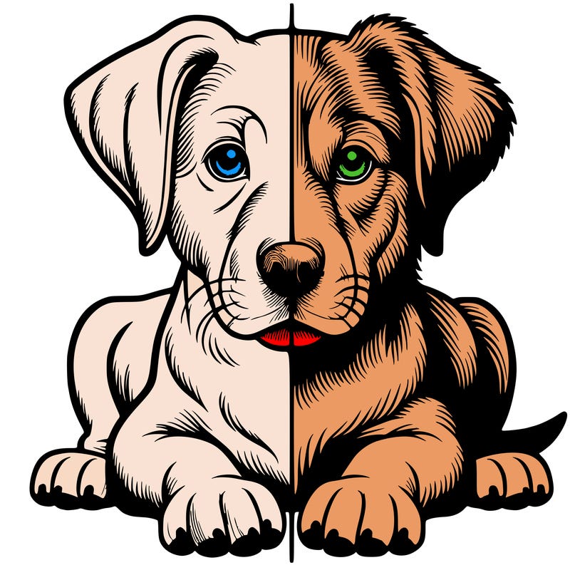 realistic dog split picture