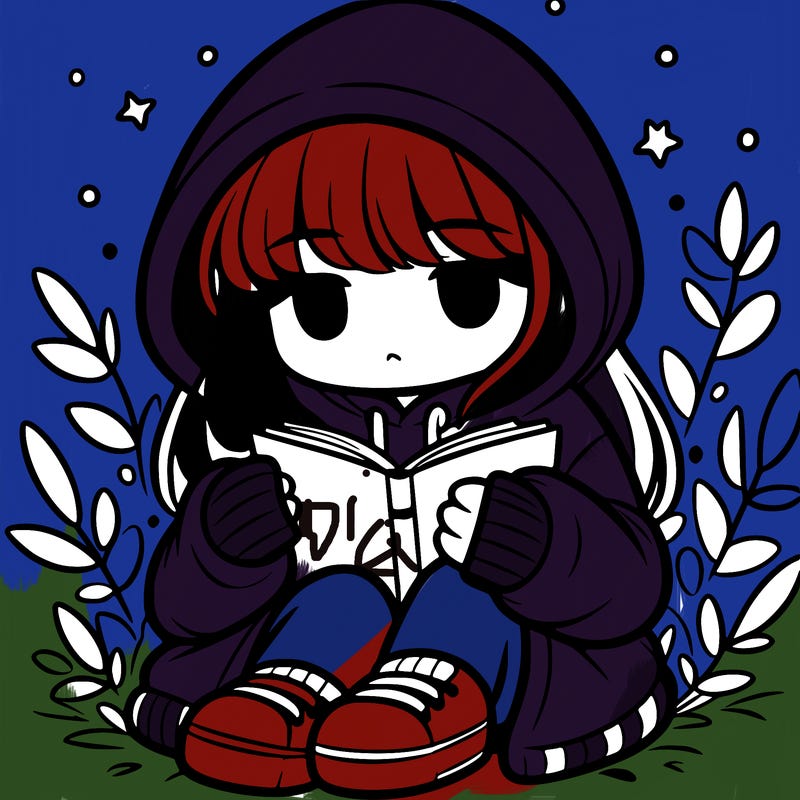 girl in oversized hoodie reading a book