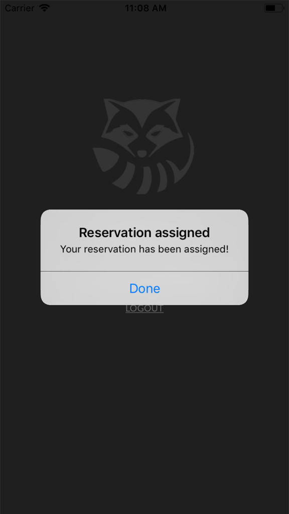 RoomRaccoon - RoomRaccoon app notification confirming a reservation has been assigned