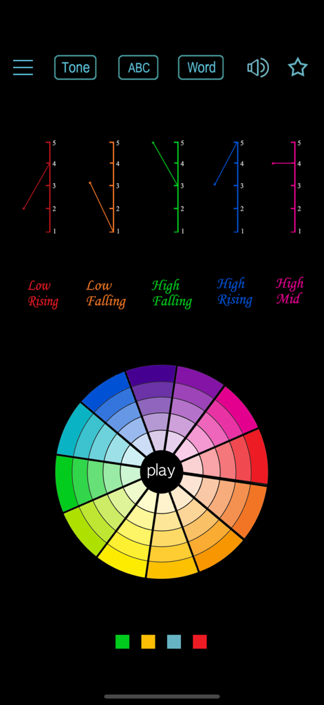 Lao Words & Writing - Lao language tone diagrams and a colorful interactive wheel for learning pronunciation.
