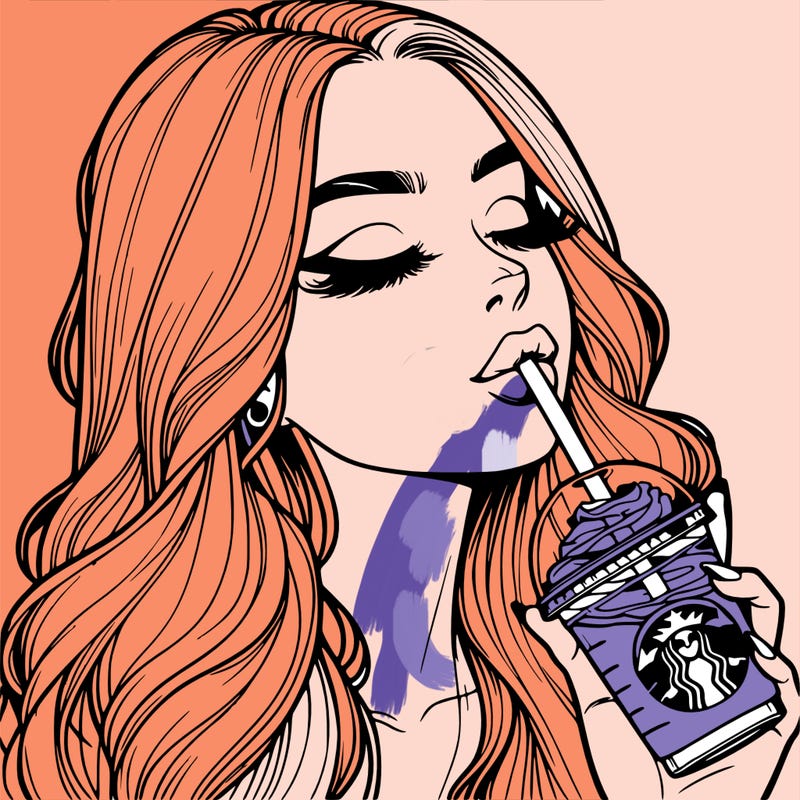 realistic girl drinking starbucks