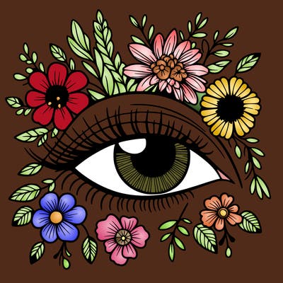eye with flowers