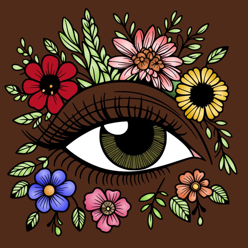 eye with flowers