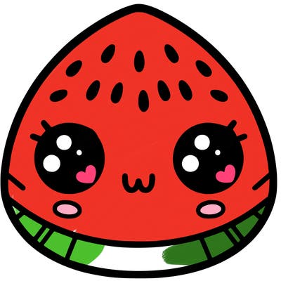 cute watermelon with eyes nose mouth