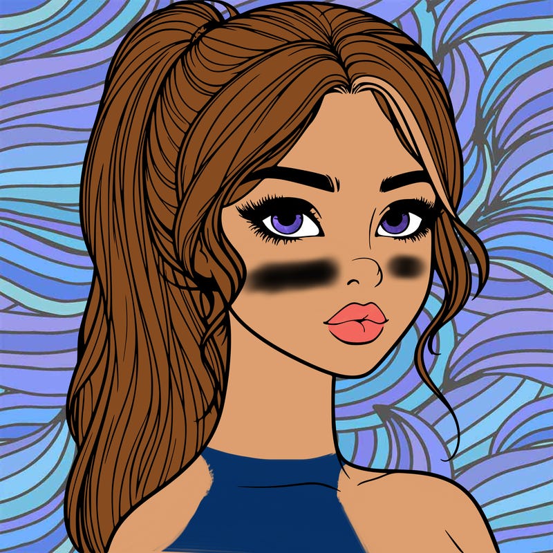 realistic girl with a ponytail and lips