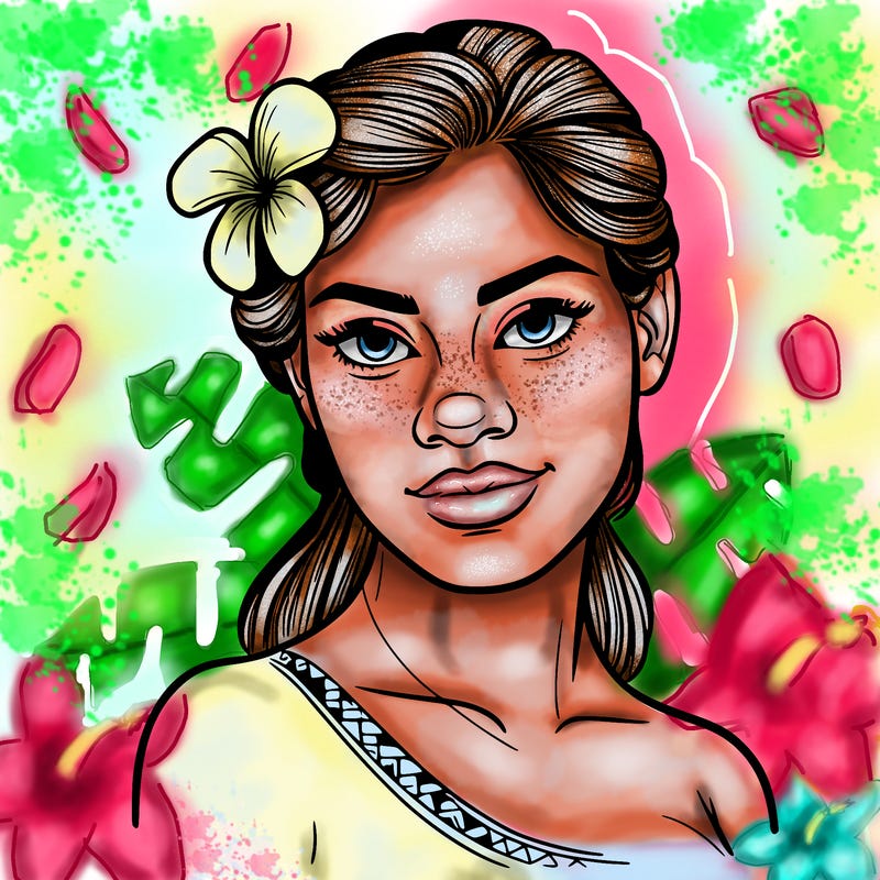a realistic polynesian woman with a samoan pacific look and a taupou
