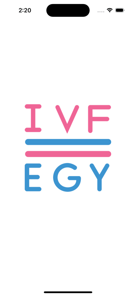 IVF EGY - IVF EGY app splash screen showing the pink and blue text logo