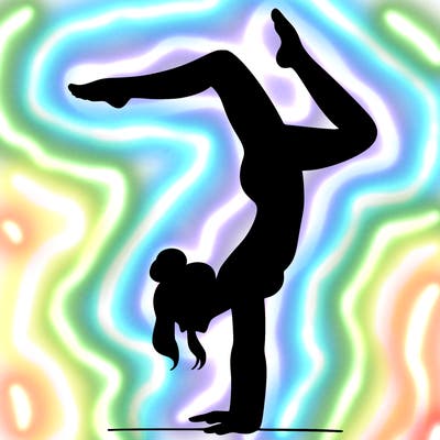 a woman doing a handstand