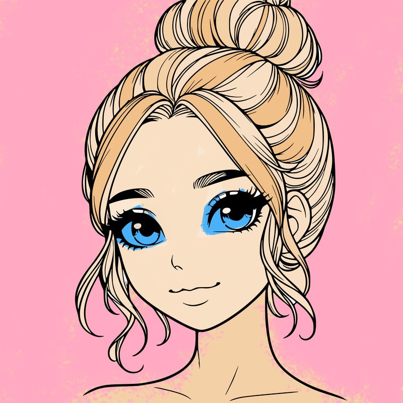 realistic pretty girl with hair in bun