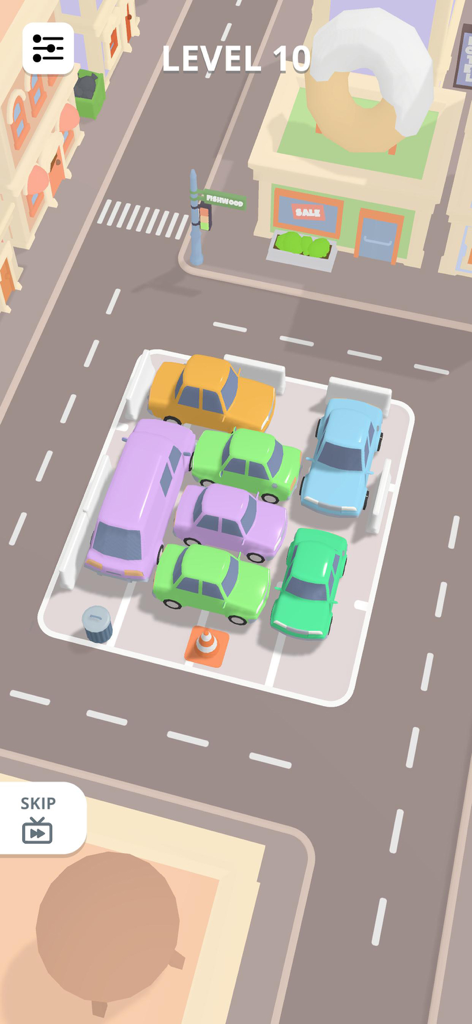 Car Parking - Drive Away 3D - Um puzzle de engarrafamento de estacionamento 3D com carros coloridos em um cenário urbano