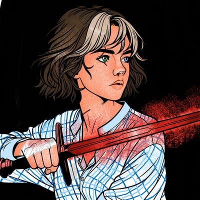 realistic girl with a sword