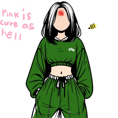 realistic girl faceless with baggy pants and a crop top