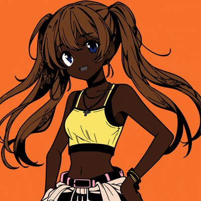 anime girl wearing crop top