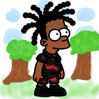 a boy with dreads as a simpson