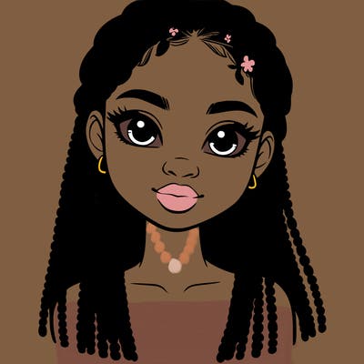 a realistic black girl with braids
