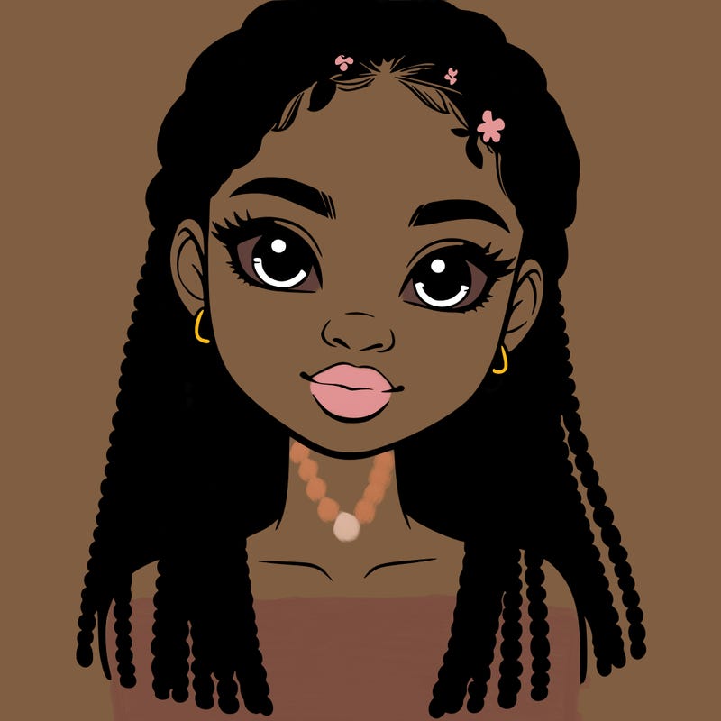 a realistic black girl with braids