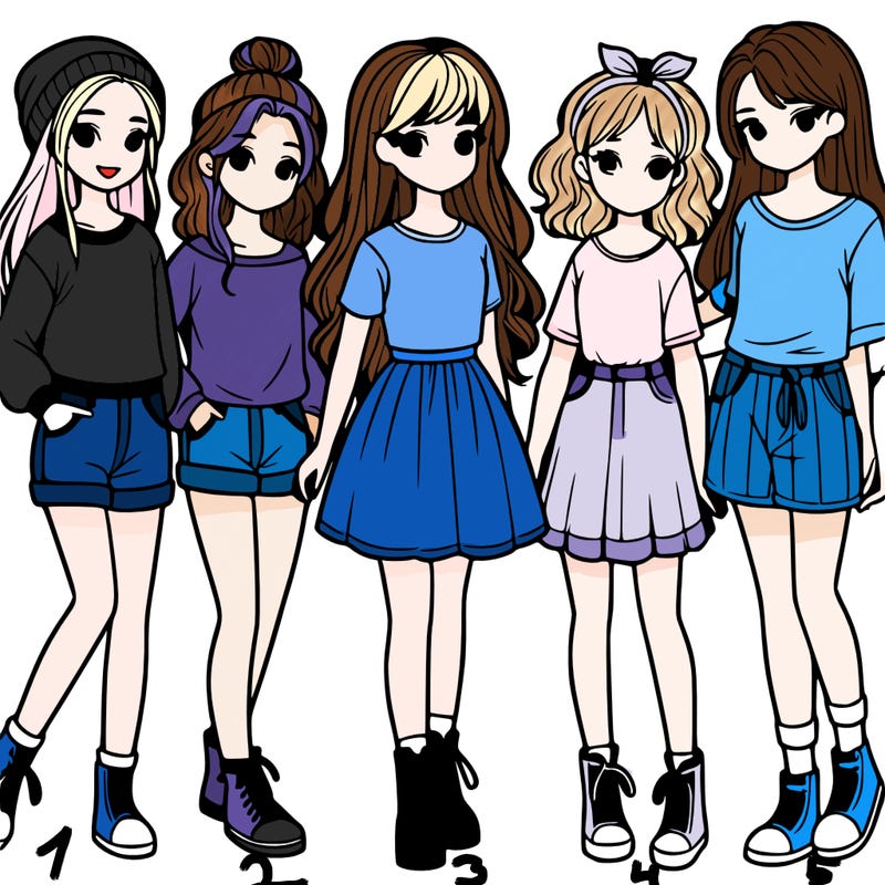 a group of five girls