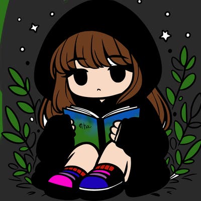girl in oversized hoodie reading a book