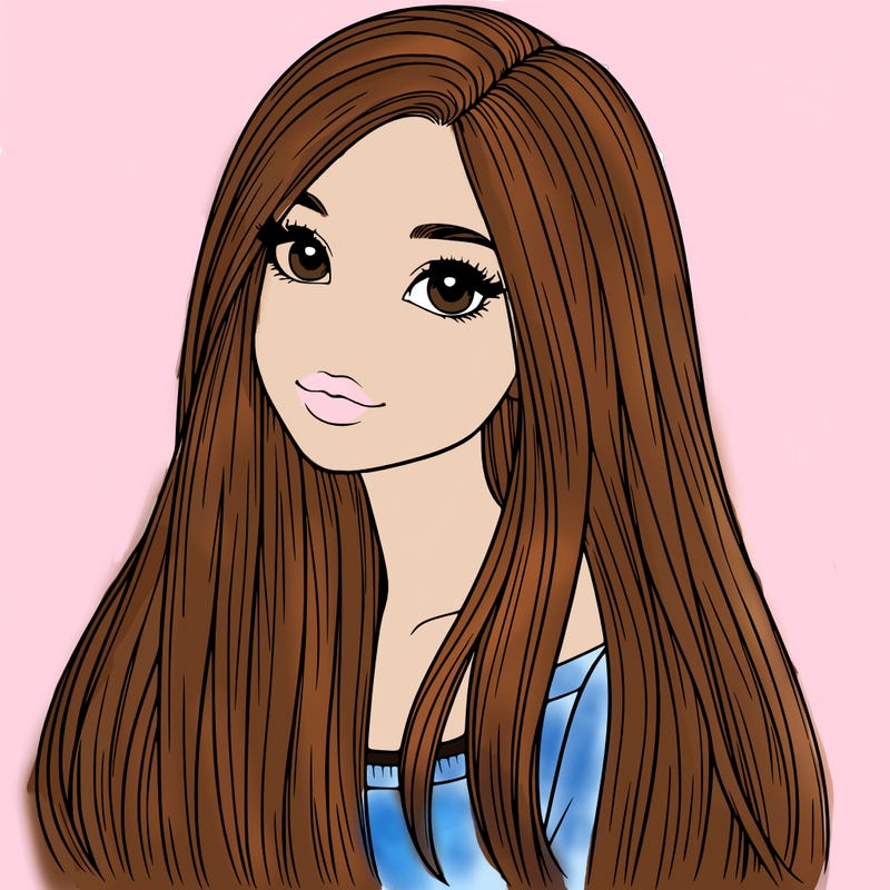 realistic girl with long straight hair