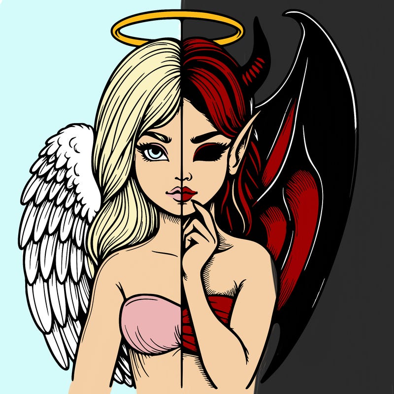 realistic angel half demon