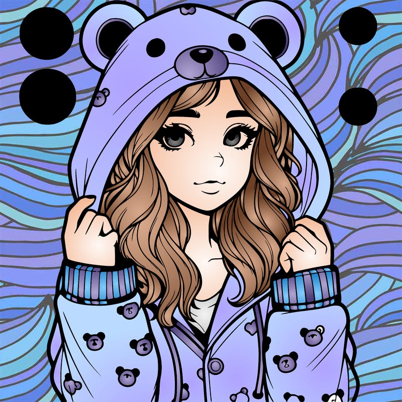 realistic girl in a animal pjs hoodie
