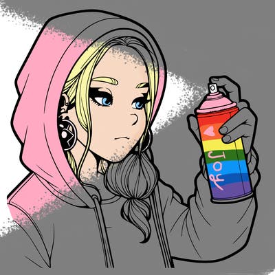 a realistic girl, spray painting