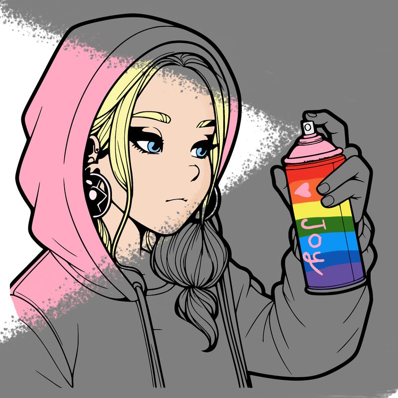 a realistic girl, spray painting