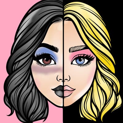 realistic girl split half