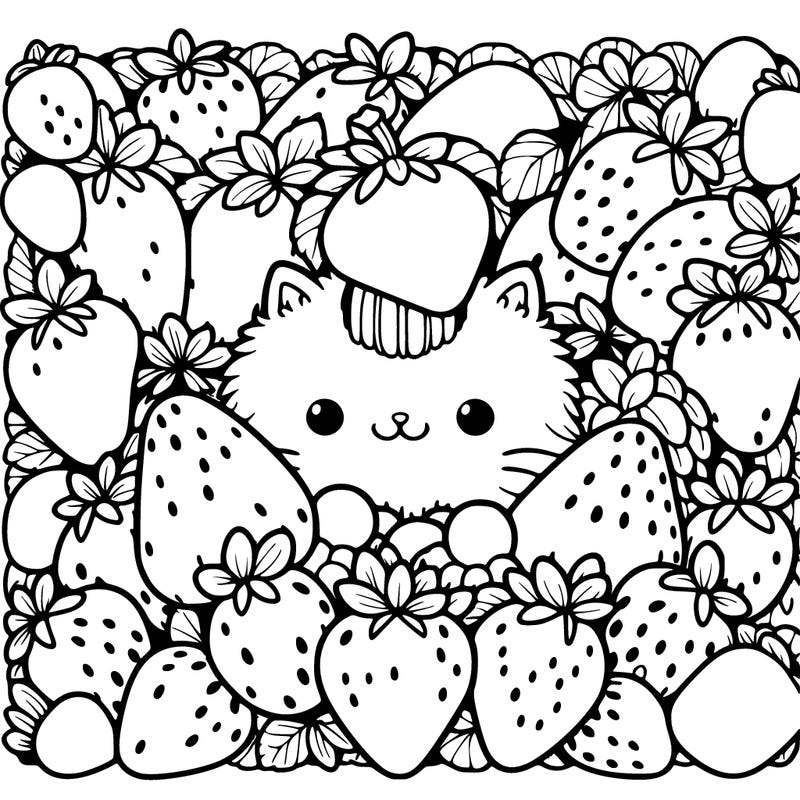cat in strawberry