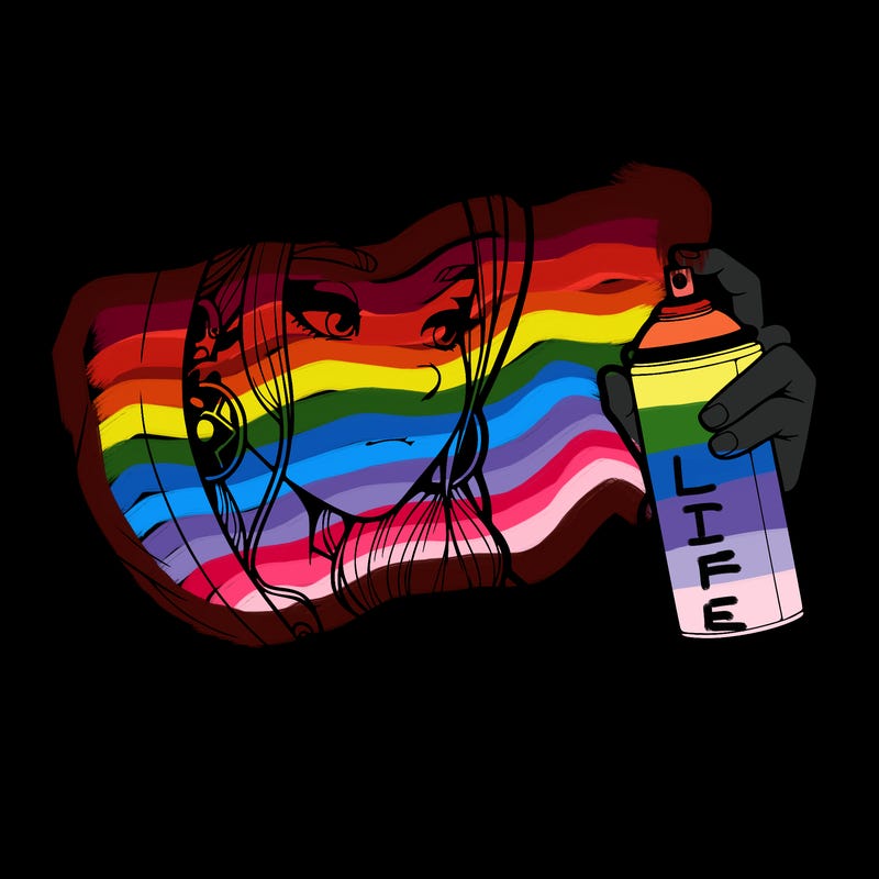 a realistic girl, spray painting