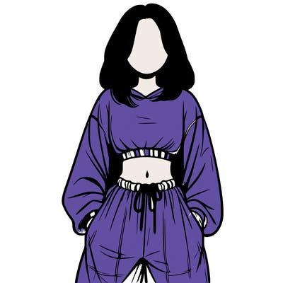 realistic girl faceless with baggy pants and a crop top