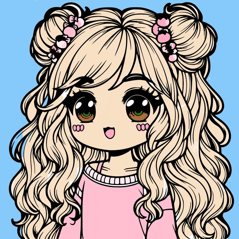 a cute girl with wavy hair very realistic, kawaii