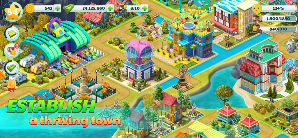 Town City - Building Simulator - A vibrant and thriving virtual town with diverse buildings and landscapes in Town City Building Simulator