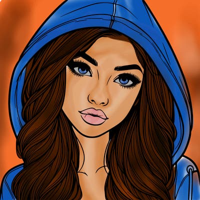 realistic beautiful girl with a hood on