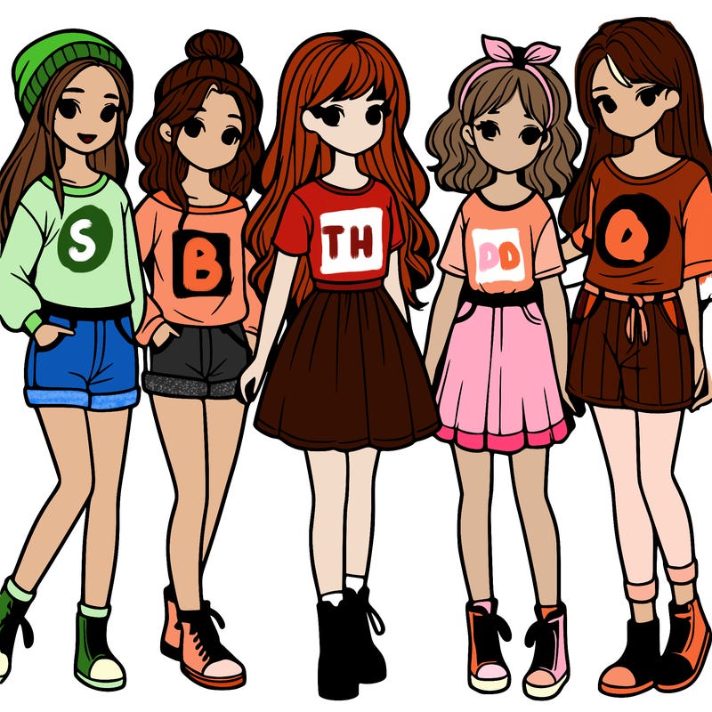 a group of five girls