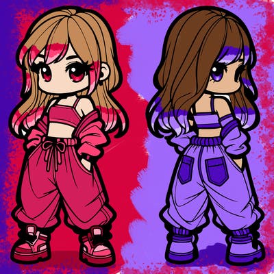 girl in crop top and baggy pants