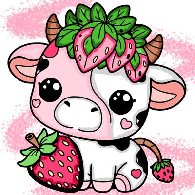 cute strawberry cow