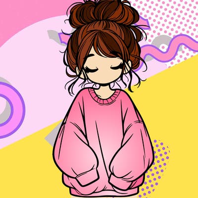girl with baggy sweatshirt and messy bun
