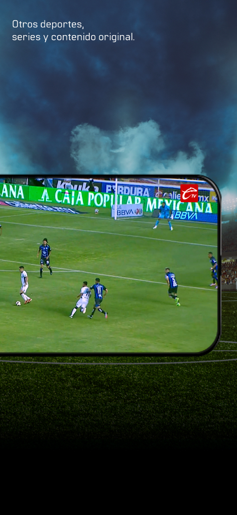 Live soccer match streaming on the Caliente TV mobile app screen
