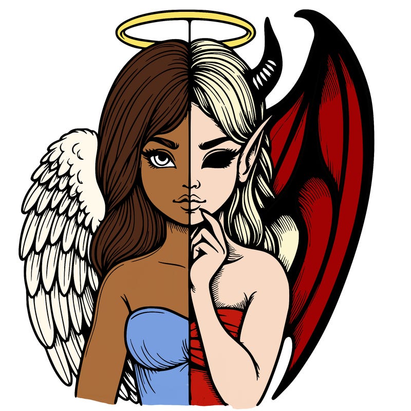 realistic angel half demon