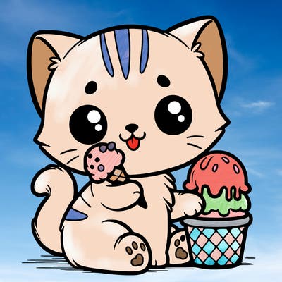 kitten with ice cream