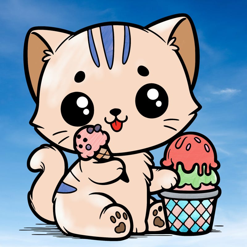 kitten with ice cream