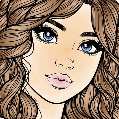 beautiful realistic girl close up to the camera with wavy hair,