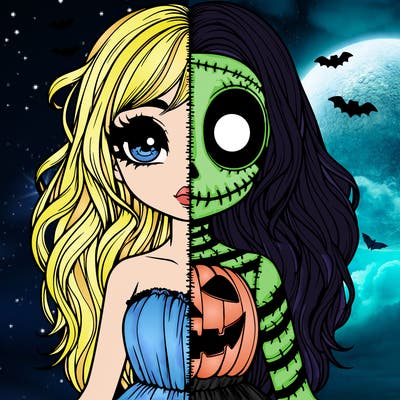 realistic girl halloween split